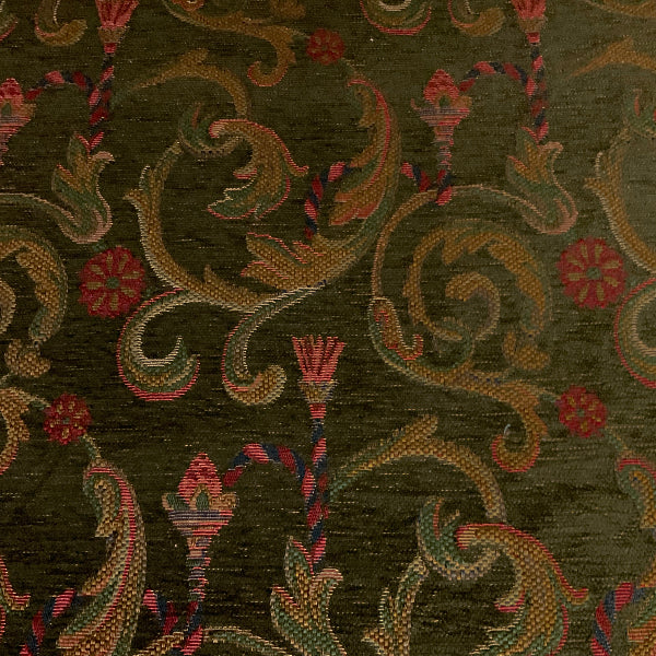 Burch Marvin Green Chenille Paisley Upholstery Fabric