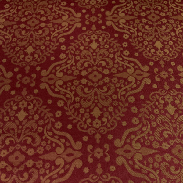 Burch Milan Red Gold Damask Upholstery Fabric