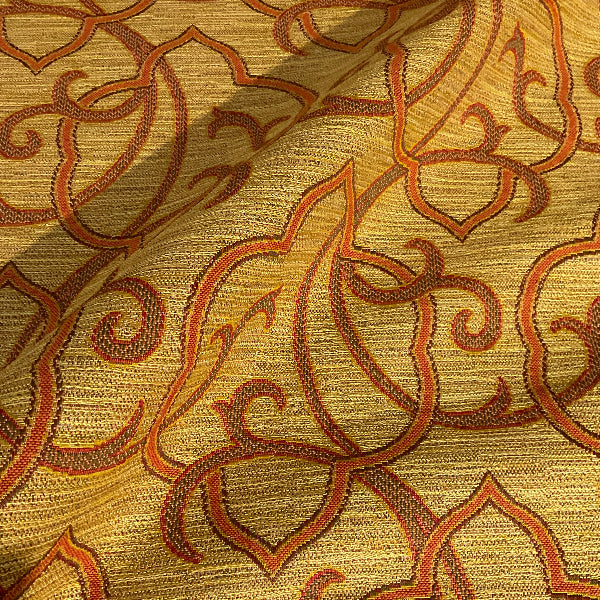 Burch Morgan Golden Scrollwork Design Upholstery Fabric