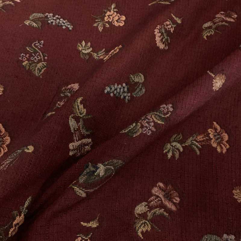 Burch Peony Wine Red Floral Upholstery Fabric