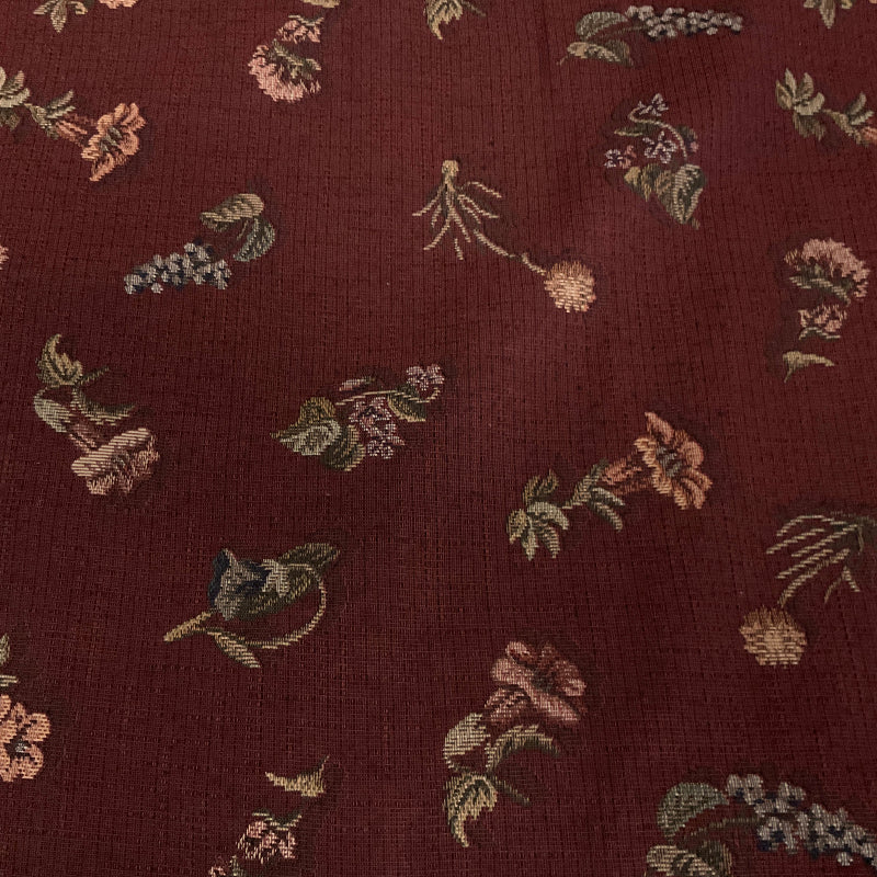 Burch Peony Wine Red Floral Upholstery Fabric