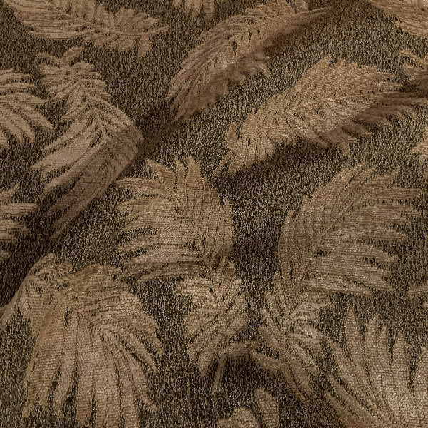 Burch Raised Chenille Brown Beige Fern Upholstery Fabric