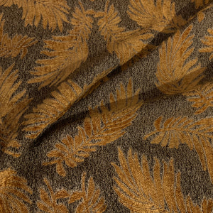 Burch Raised Chenille Gold Gray Fern Upholstery Fabric