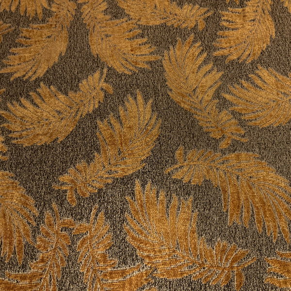 Burch Raised Chenille Gold Gray Fern Upholstery Fabric