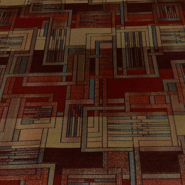 Burch Red Beige Geometric Upholstery Fabric