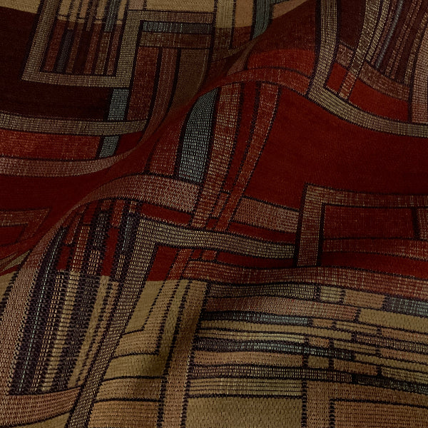 Burch Red Beige Geometric Upholstery Fabric