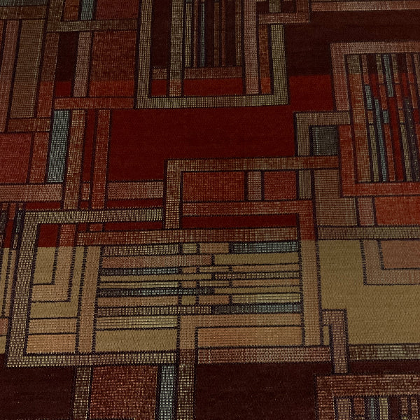 Burch Red Beige Geometric Upholstery Fabric
