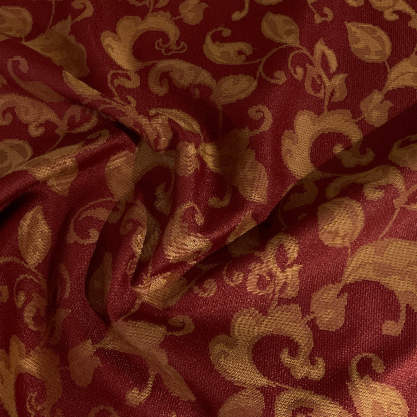 Burch Red Gold Floral Damask Upholstery Fabric