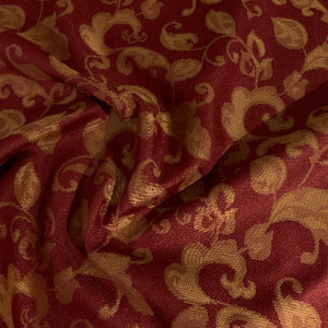 Burch Red Gold Floral Damask Upholstery Fabric
