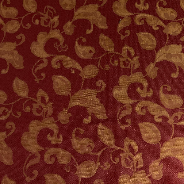 Burch Red Gold Floral Damask Upholstery Fabric