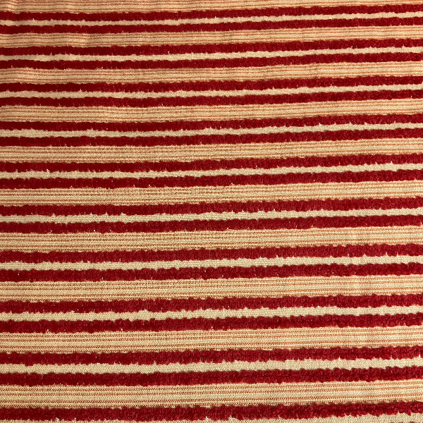 Burch Red Textured Chenille Stripe Upholstery Fabric