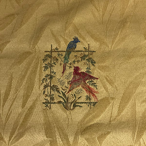 Burch Sandy Gold Embroidered Bird Design Upholstery Fabric
