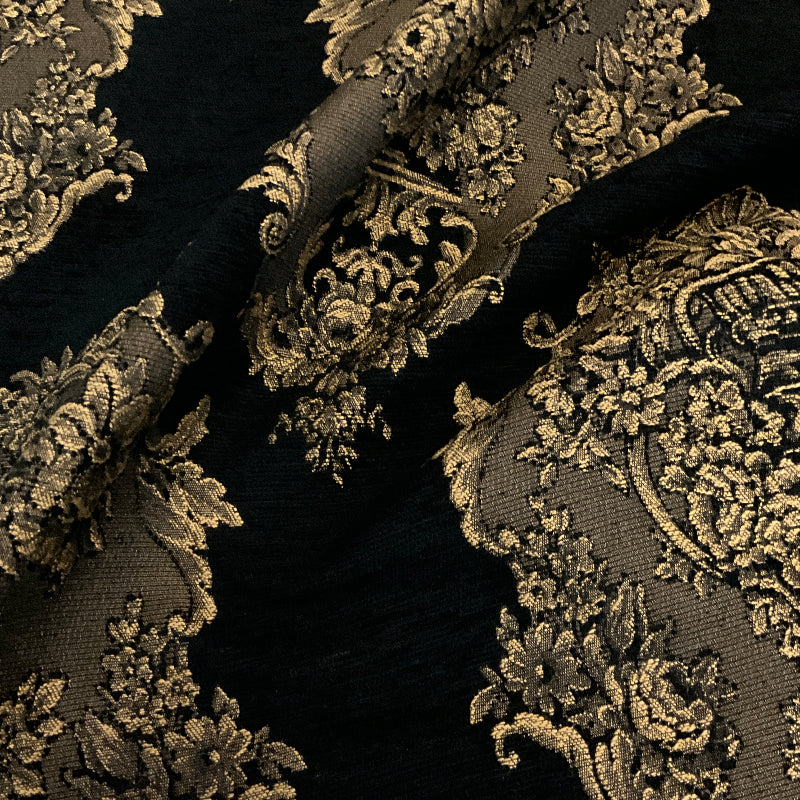 Burch Silvana Ebony Black Chenille Tapestry Upholstery Fabric