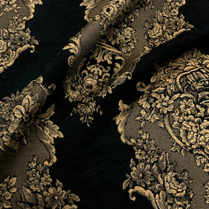 Burch Silvana Ebony Black Chenille Tapestry Upholstery Fabric