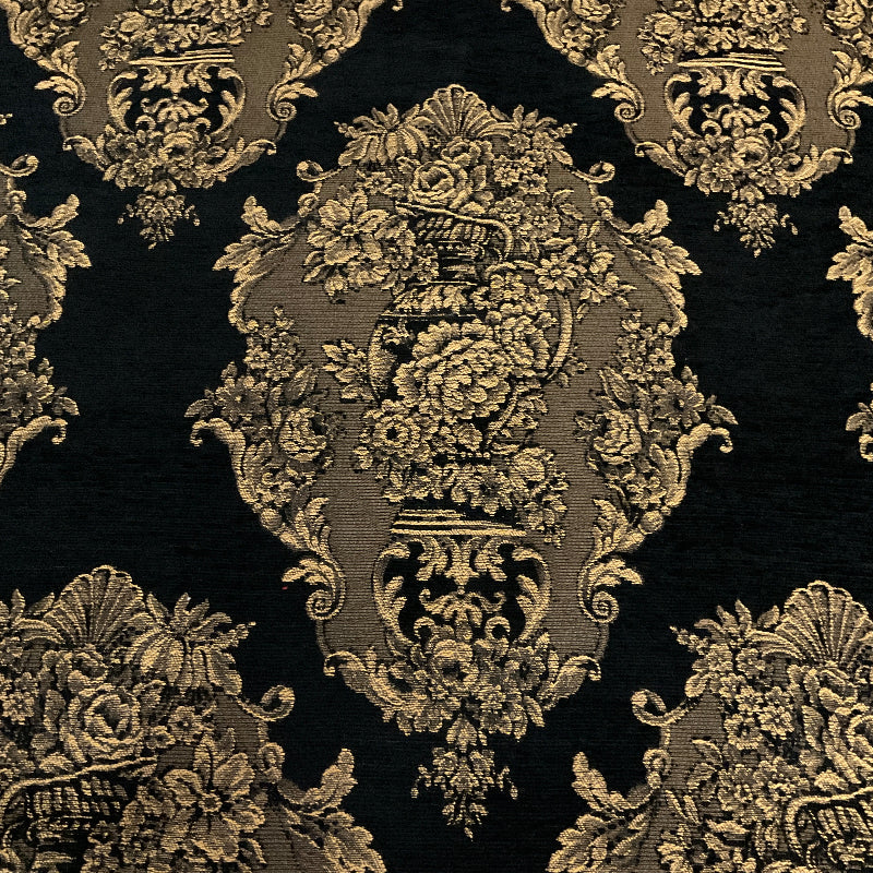 Burch Silvana Ebony Black Chenille Tapestry Upholstery Fabric