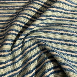 Burch Sky Blue Textured Chenille Stripe Upholstery Fabric