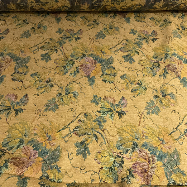 Burch Sorbet Gold Floral Chenille Upholstery Fabric