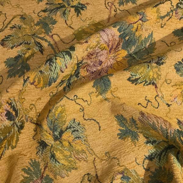 Burch Sorbet Gold Floral Chenille Upholstery Fabric