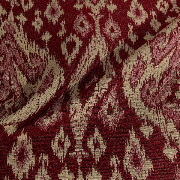 Burch Timin Cranberry Red Ikat Upholstery Fabric