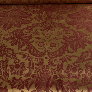 Burgundy Gold Damask Tapestry Upholstery Fabric