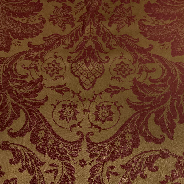 Burgundy Gold Damask Tapestry Upholstery Fabric