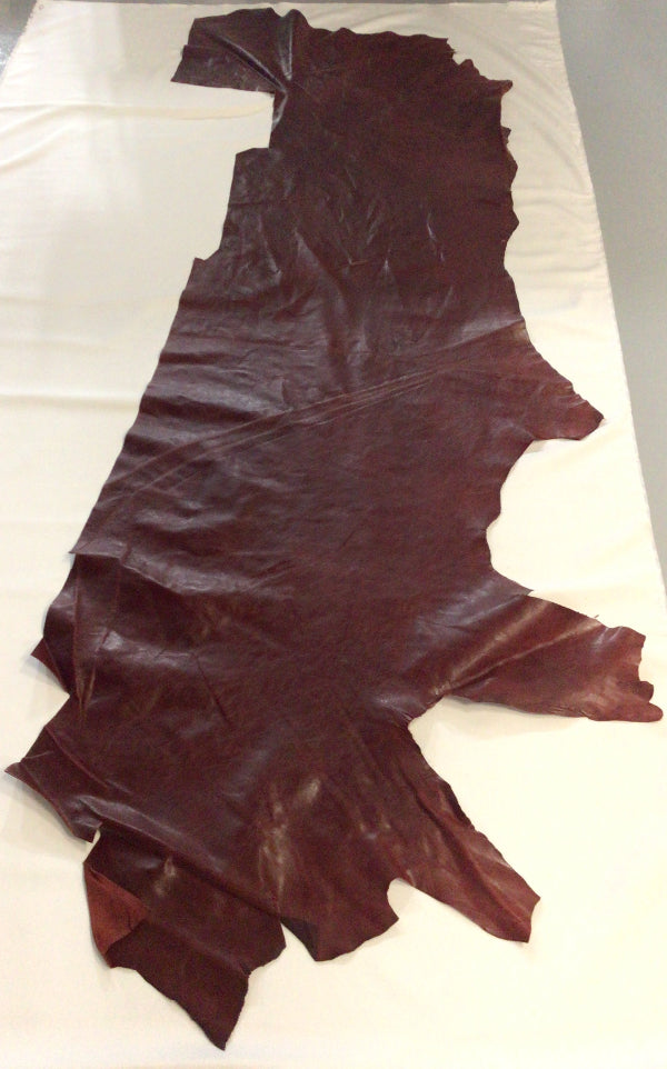 Burgundy Leather Hide Upholstery Remnant