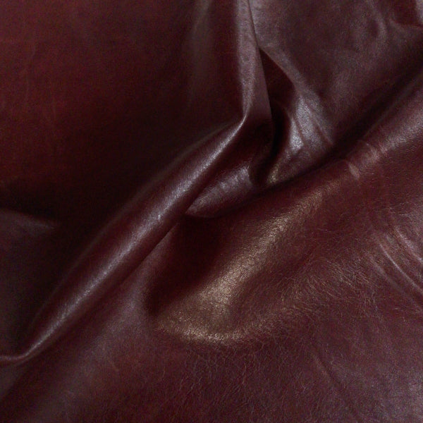 Burgundy Leather Hide Upholstery Remnant