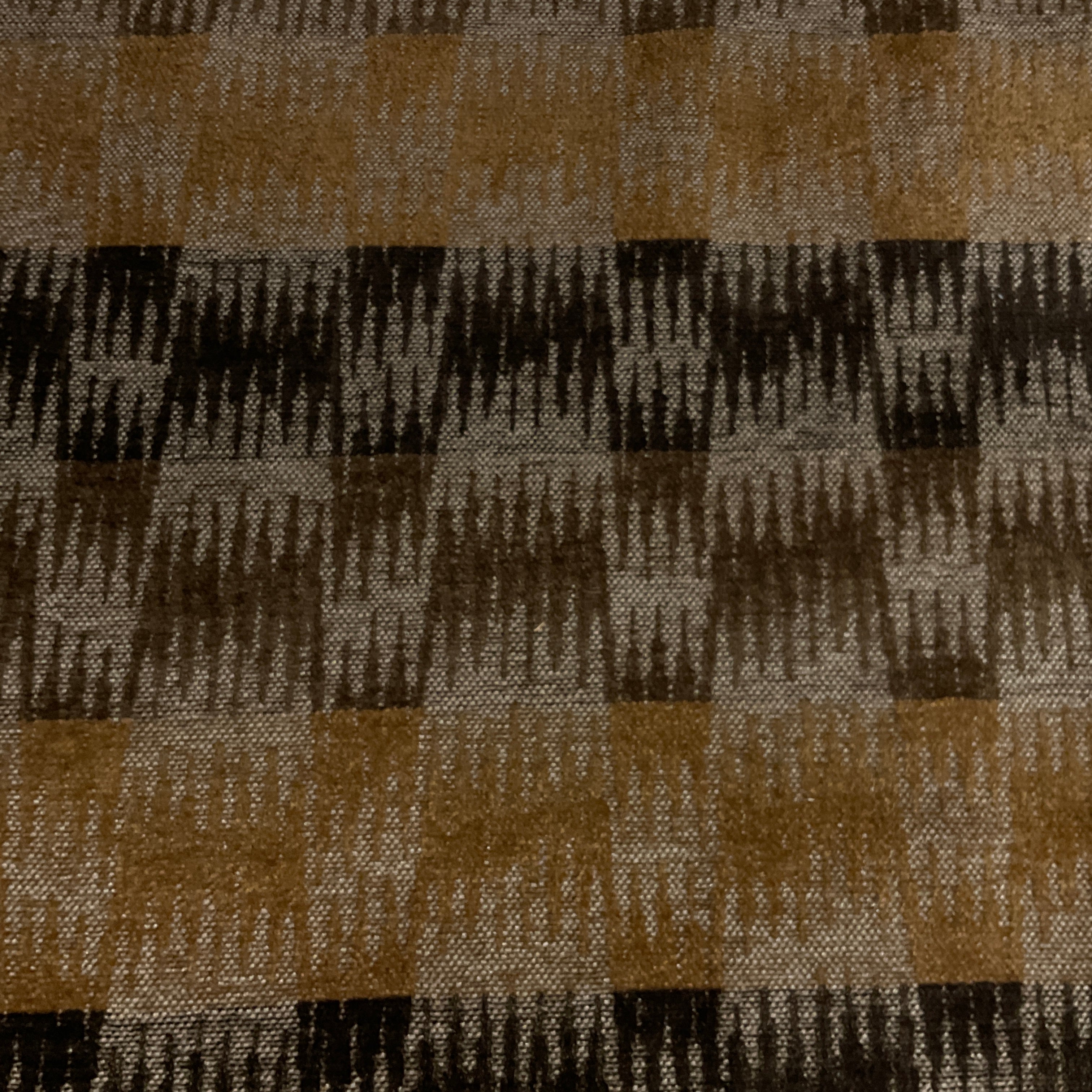 Brown Zig Zag Chenille Stripe Designer Upholstery Fabric