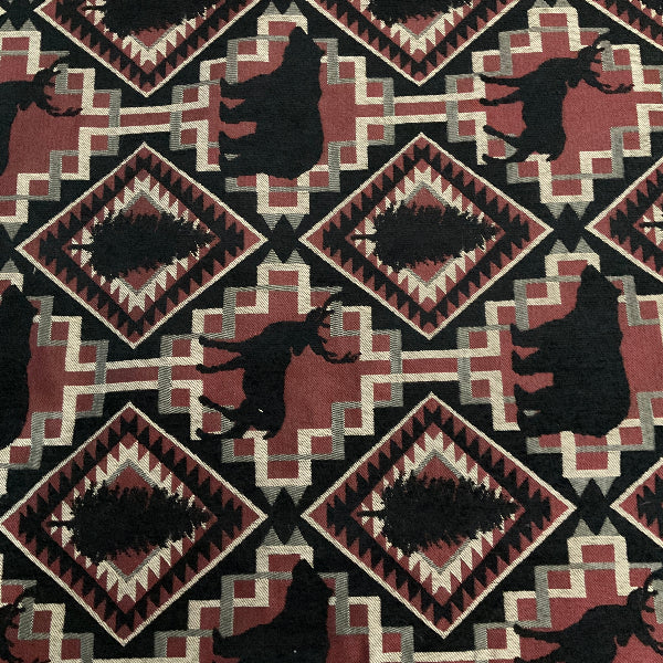 Regal Larzmont Pine Wildlife Red/Black Upholstery Fabric