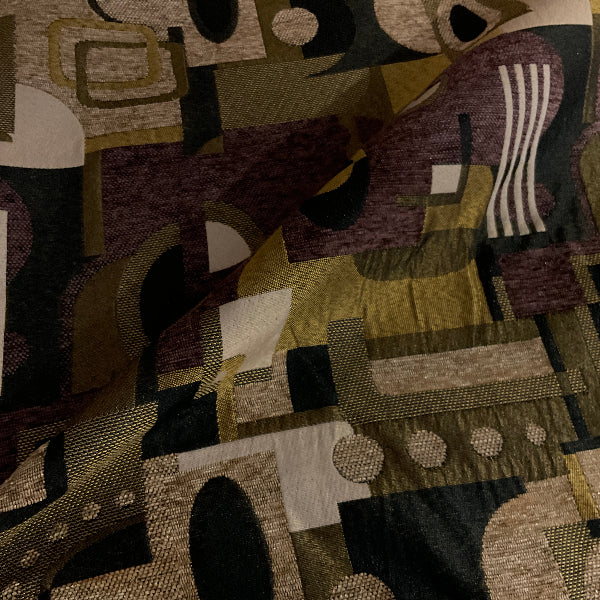Caleb Plum Purple Chenille Geometric Upholstery Fabric