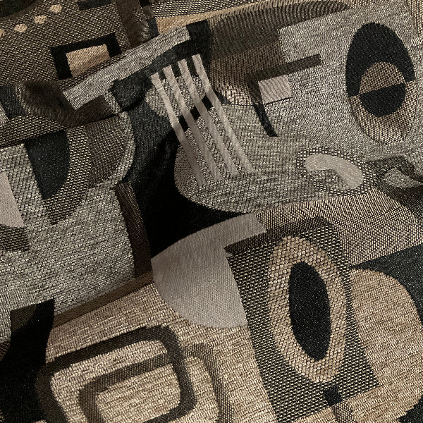 Caleb Silver Gray Chenille Geometric Upholstery Fabric