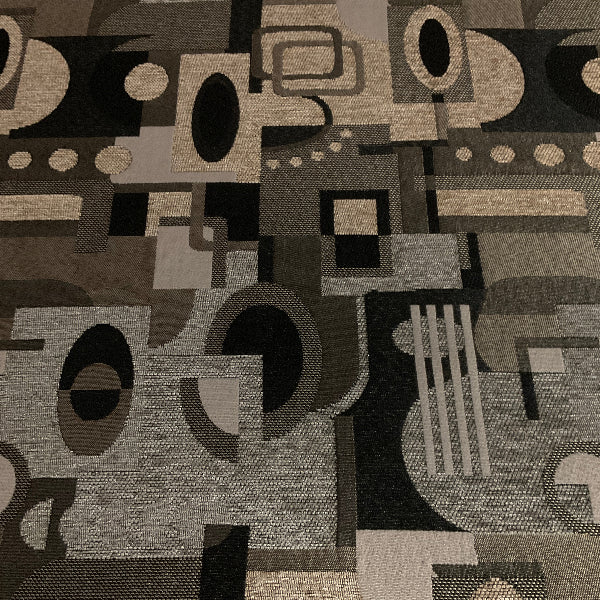 Caleb Silver Gray Chenille Geometric Upholstery Fabric