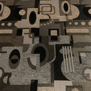 Caleb Silver Gray Chenille Geometric Upholstery Fabric