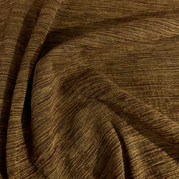 Caledonia Ginger Beige Chenille Stripe Upholstery Fabric