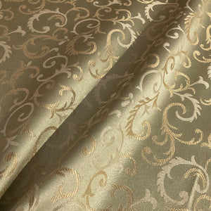 Cosmic Pistachio Green Scrollwork Damask Upholstery Fabric