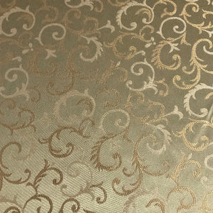 Cosmic Pistachio Green Scrollwork Damask Upholstery Fabric