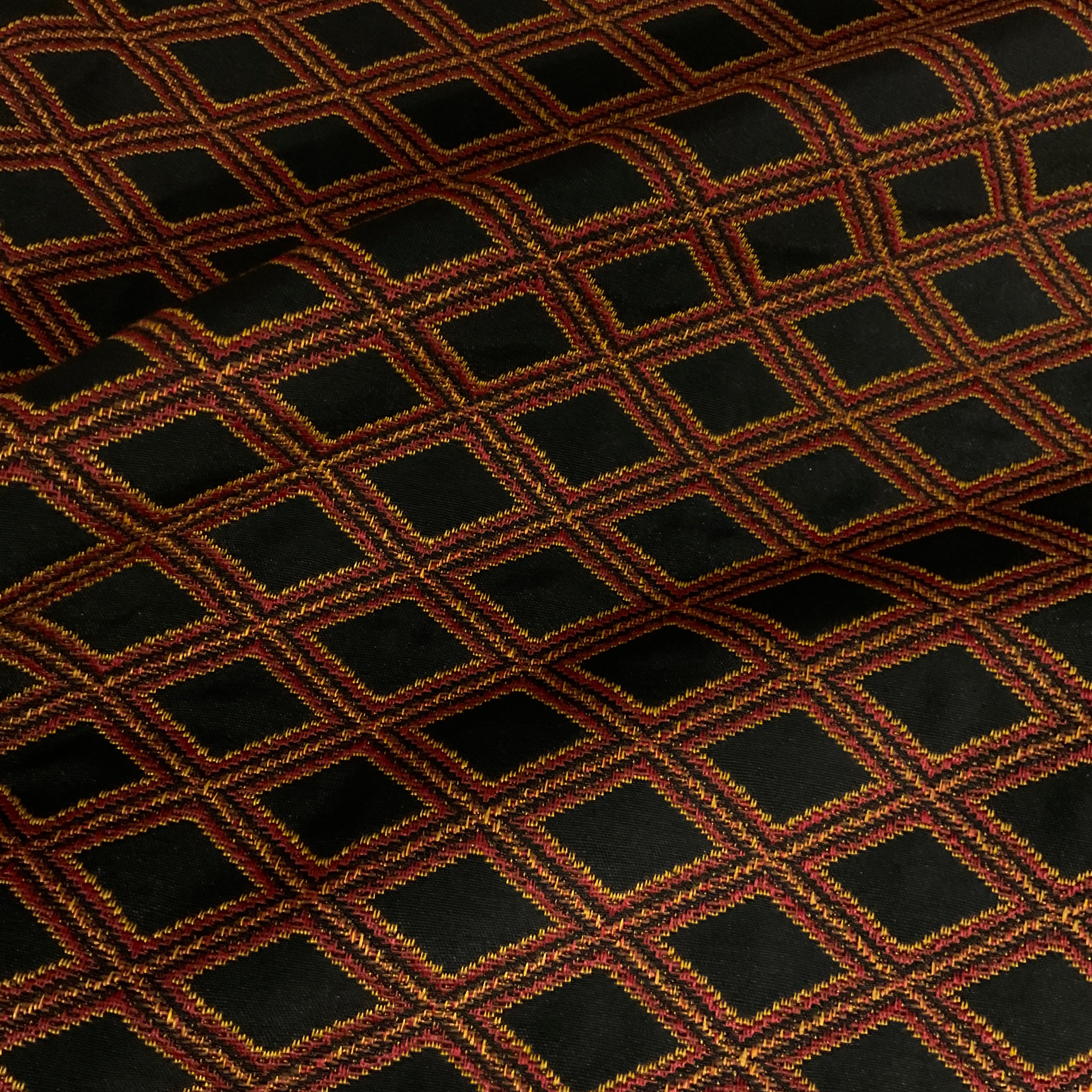 Burch Red Black Diamond Designer Upholstery Fabric