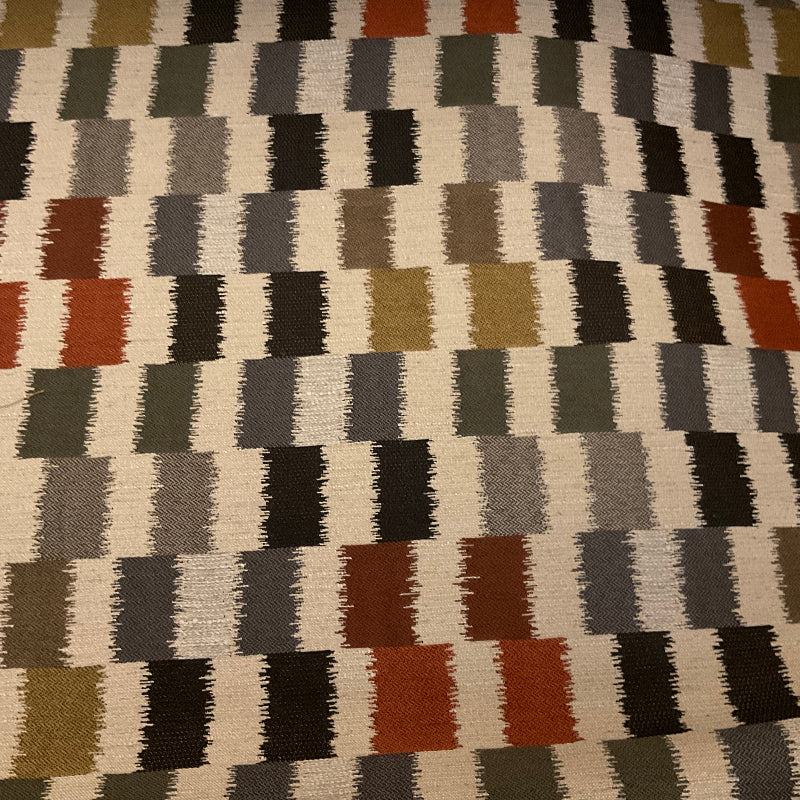 Dahra Caviar Brown Ikat Stripe Upholstery Fabric