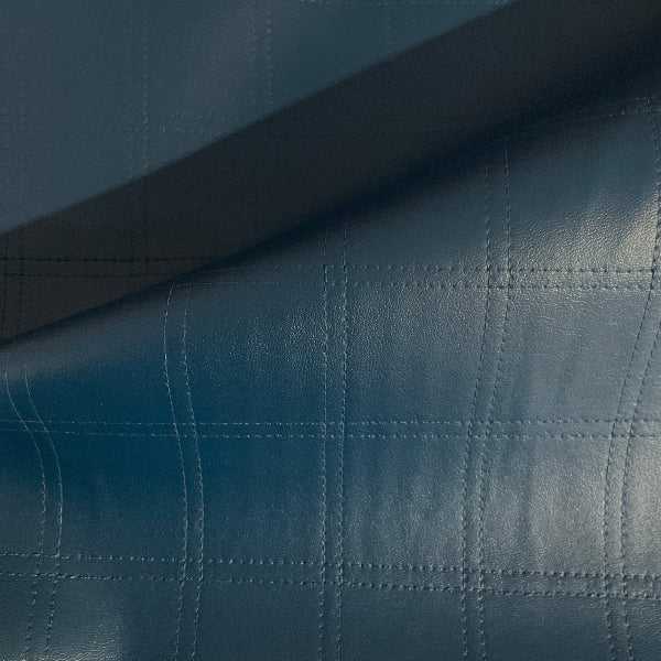 Dark Solid Blue Stitched Upholstery Vinyl