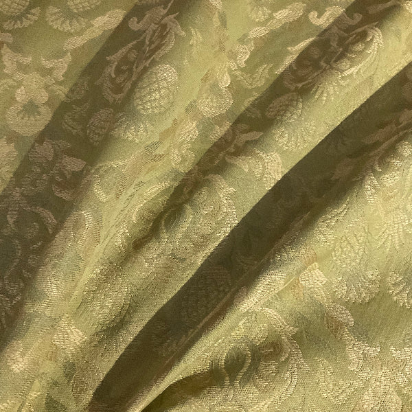 Delores Spring Green Damask Upholstery Fabric