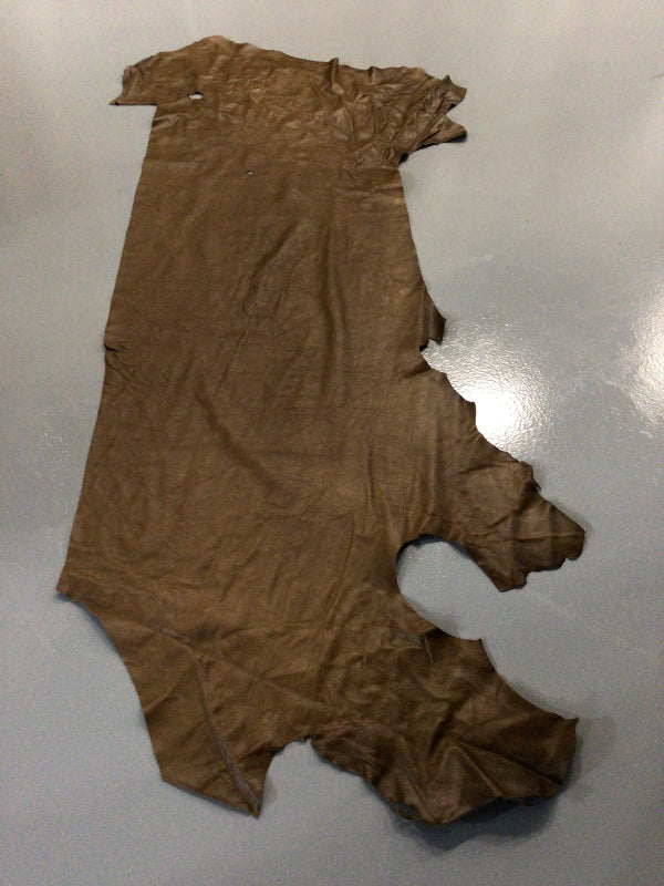 Distressed Brown Leather Hide Upholstery Remnant..