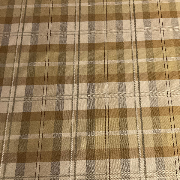 Donovan Sandstone Brown Beige Plaid Stripe Upholstery Fabric