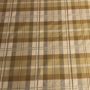 Donovan Sandstone Brown Beige Plaid Stripe Upholstery Fabric