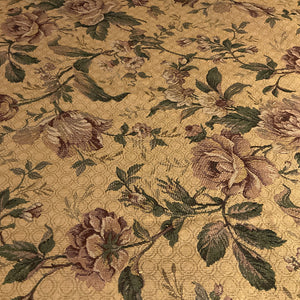 Rosette Gold Floral Upholstery Fabric