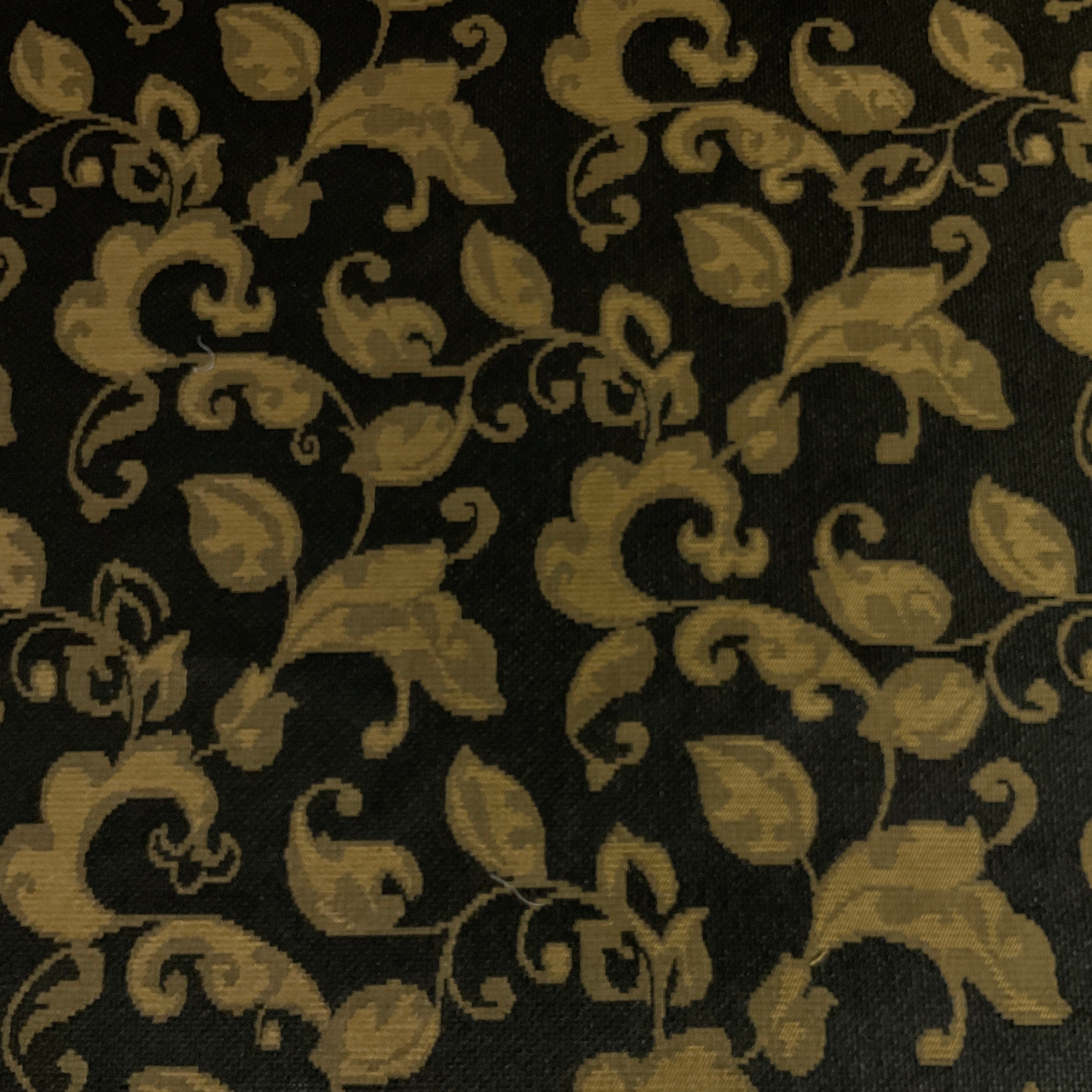 Burch Black Gold Floral Damask Upholstery Fabric