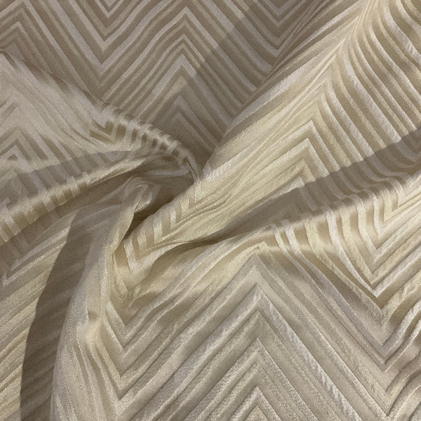 Elegant Textured Ivory Chevron Designer Upholstery Fabric