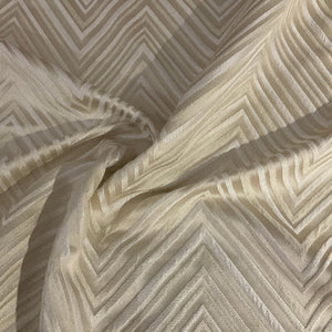 Elegant Textured Ivory Chevron Designer Upholstery Fabric