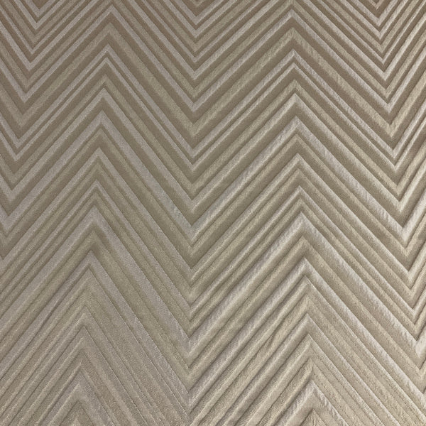 Elegant Textured Ivory Chevron Designer Upholstery Fabric