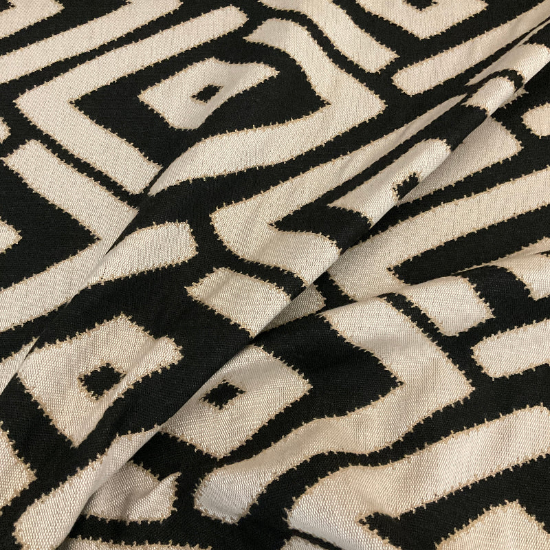 Esperry Onyx Black Beige Diamond Upholstery Fabric