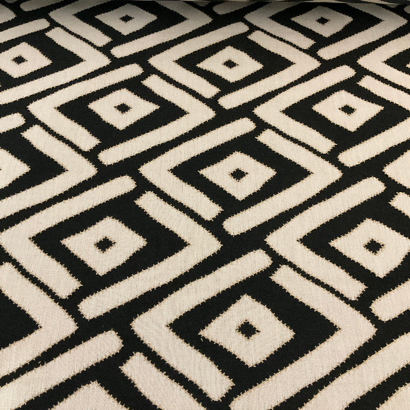 Esperry Onyx Black Beige Diamond Upholstery Fabric